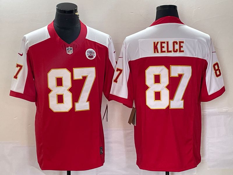 Men Kansas City Chiefs 87 Kelce Red 2023 Nike Vapor Limited NFL Jersey style 2